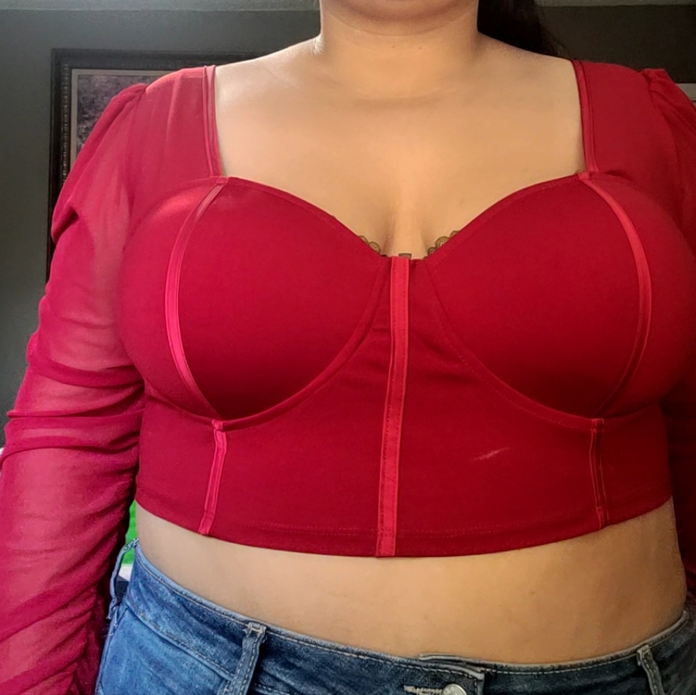 Red cropped shirt